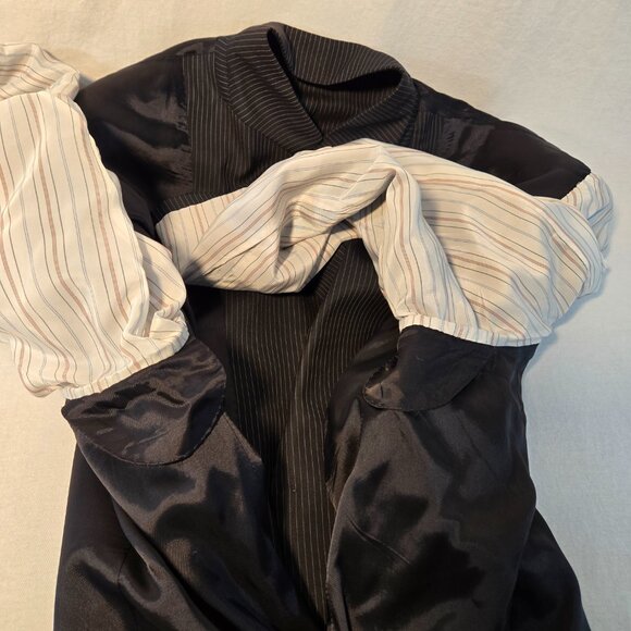 RALPH LAUREN Dillard's BLACK 100% Wool WHITE Pinstripe Blazer Men's Size 50R. - Picture 11 of 17